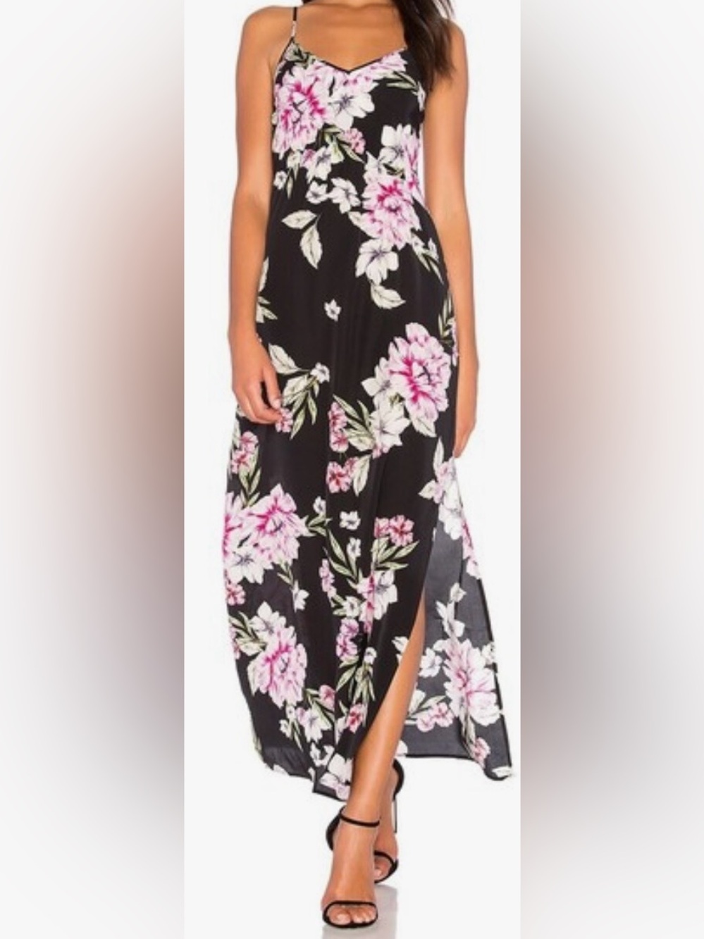 NWT Yumi Kim Black Floral Cherry Blossom Cross It Off Maxi Dress Size Large